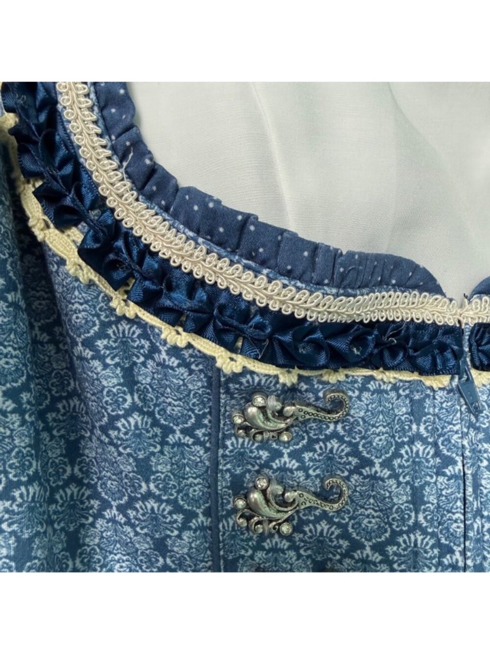 NWT 38 Stockerpoint Angelica German Dirndl Dress Oktoberfest Blue Lace Up - Picture 5 of 12